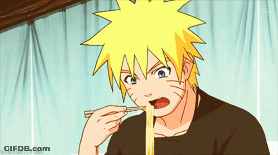 Naruto Eating Ramen With Serious Look GIF