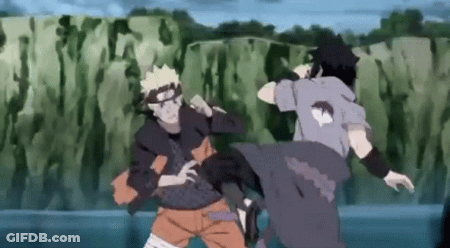 Naruto Fighting Sasuke Hand Sign GIF