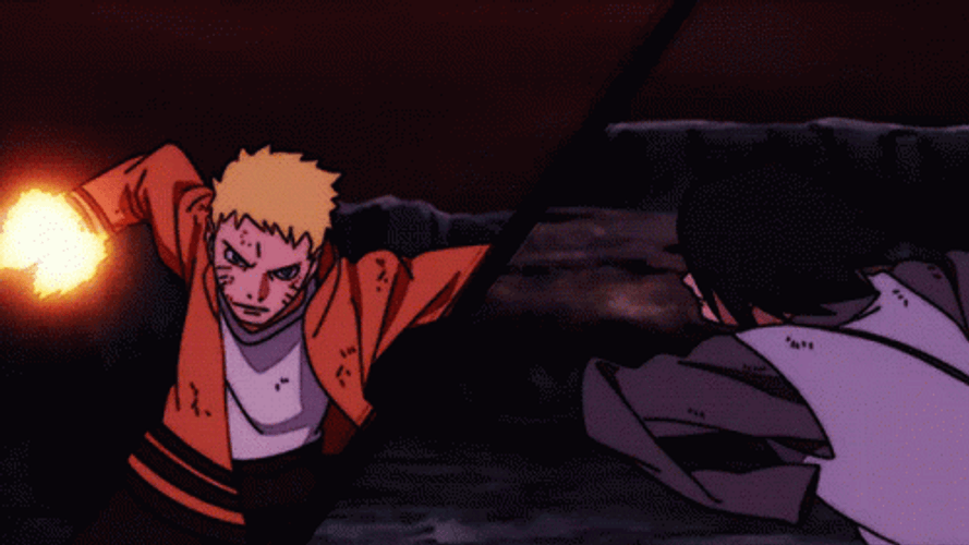 Naruto Fighting Sasuke Rasengan Vs Chidori GIF