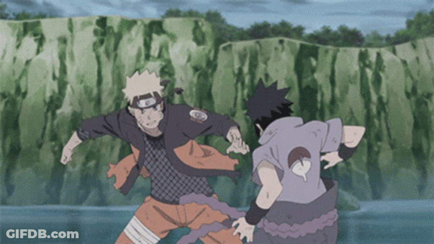 Naruto Fighting Sasuke With Fist GIF