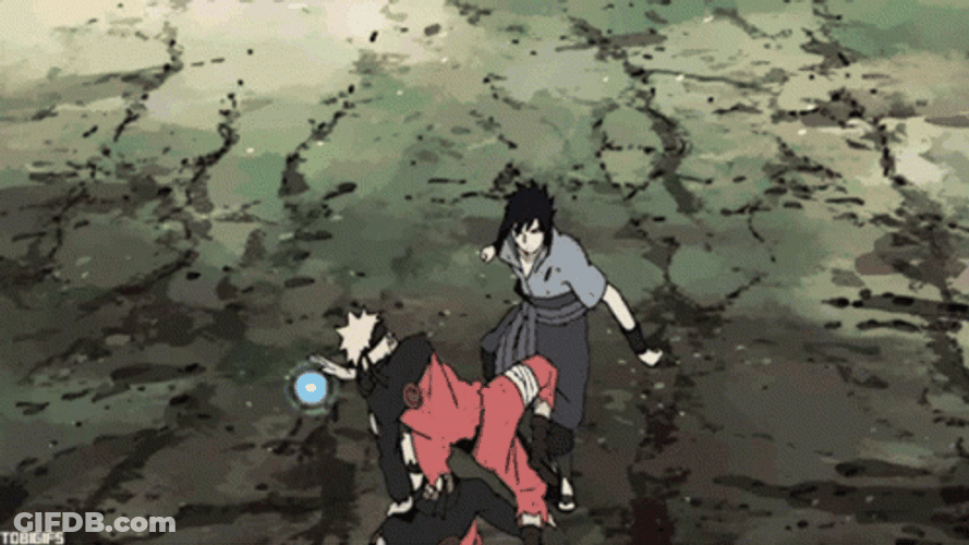 Naruto Fighting Sasuke With Kagebunshin GIF