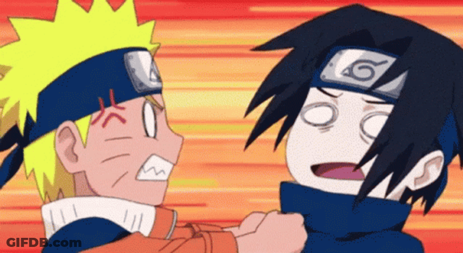 Naruto Grabbing Sasuke Funny GIF