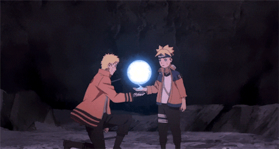 Naruto Raises Rasengan With Boruto GIF