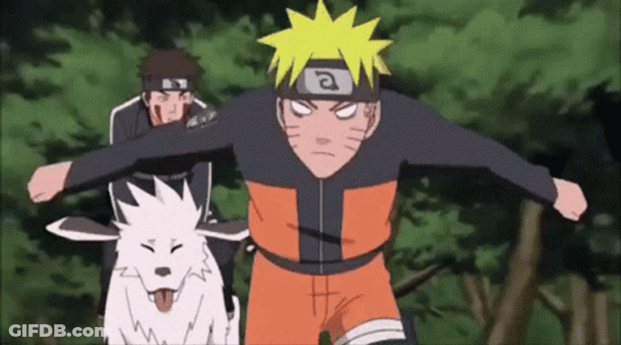 Naruto Running Away Fart Akamaru And Kiba GIF