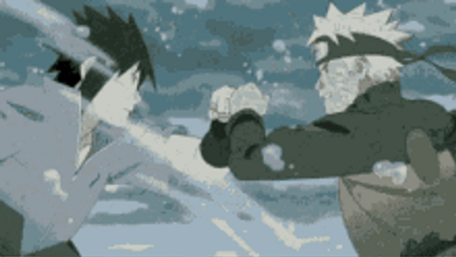 Naruto Sasuke Slow Motion Arm Clash GIF