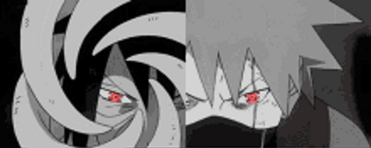Naruto Shippuden Mangekyou Sharingan Obito Uchiha Kakashi Hatake GIF