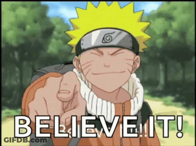 Naruto Smile Pointing Finger Believe It Meme GIF