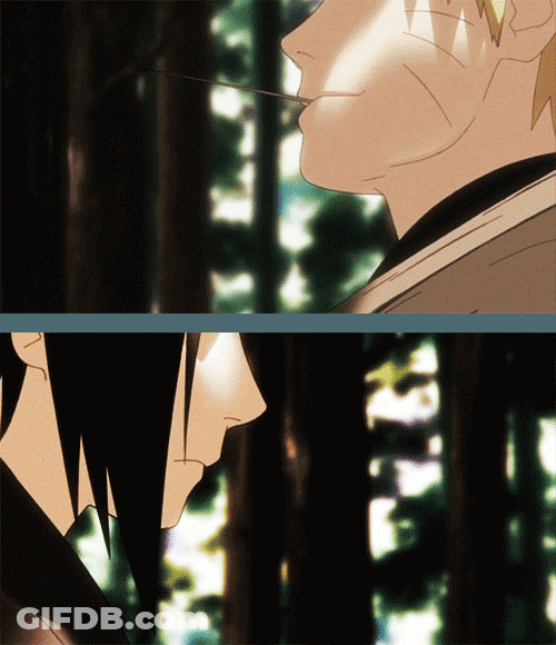 Naruto Smile Sasuke Serious Walking Forest GIF