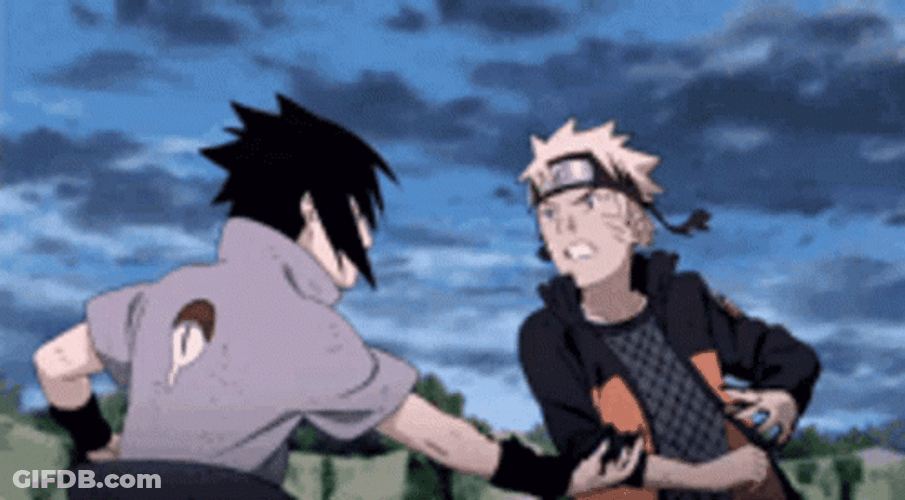 Naruto Uzamaki Fighting Sasuke Uchiha GIF
