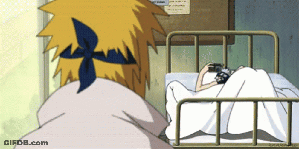 Naruto Uzumaki And Kakashi Hatake At Hospital GIF