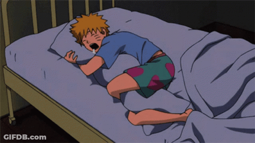 Naruto Uzumaki Anime Sleeping Drooling And Hugging Pillow GIF