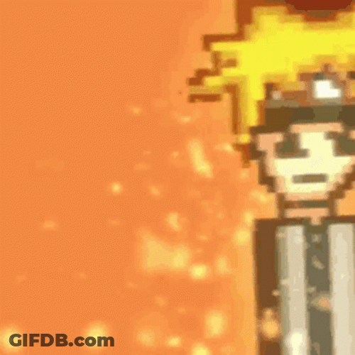 Naruto Uzumaki Pixel Art Fiery Background GIF