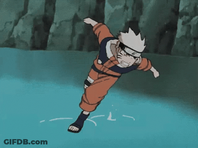 Naruto Versus Sasuke Fighting In The Water GIF