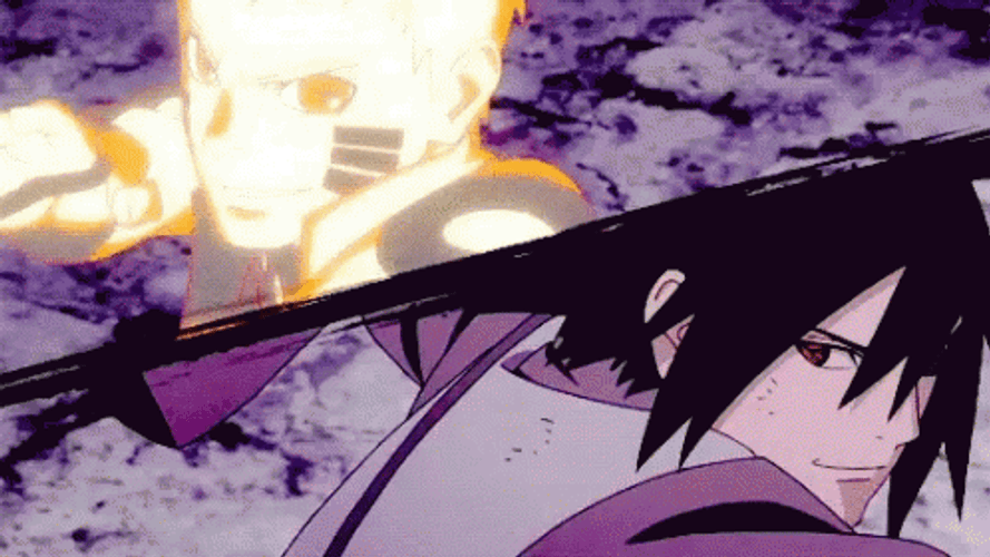 Naruto Vs Sasuke Diagonal Split Screen GIF