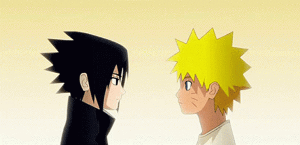 Naruto Vs Sasuke Face-Off Smile GIF