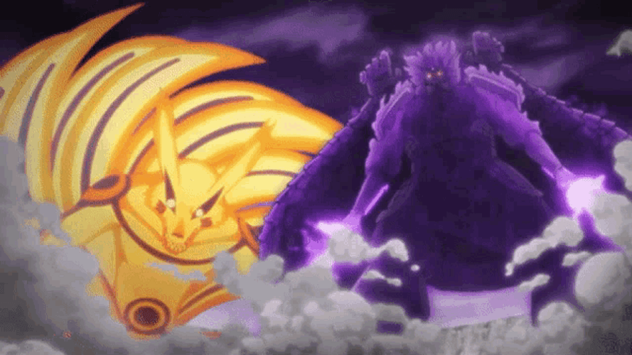 Naruto Vs Sasuke Kurama Susanoo GIF
