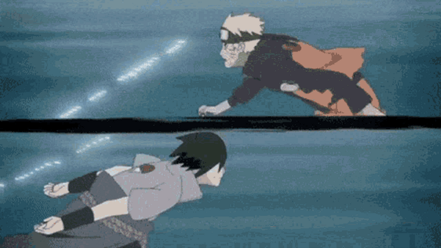 Naruto Vs Sasuke Water Fight GIF