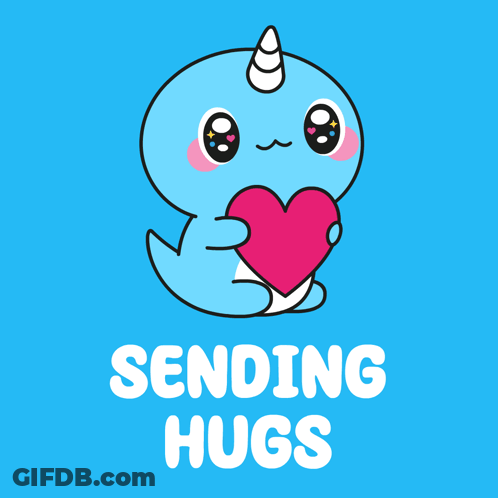 Narwhal Holding Heart Sending Hugs GIF