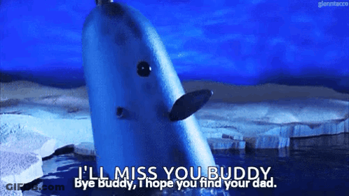 Narwhal Saying I'll Miss You Buddy Bye Buddy GIF