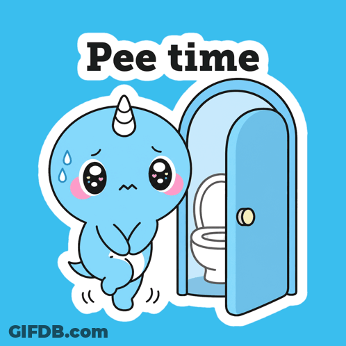 Narwhal Standing In Front Of Toilet Pee Time GIF