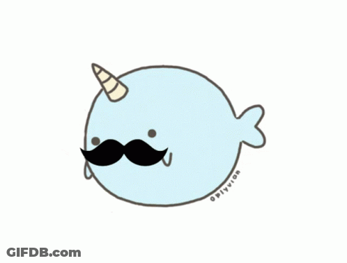 Narwhal With Moustache And Horn GIF