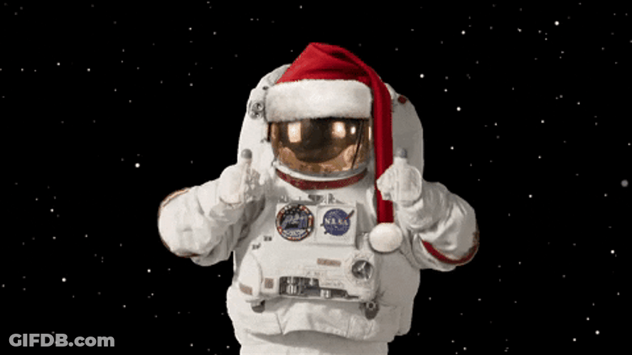 Nasa Astronaut Wearing Santa Claus Hat GIF