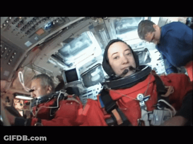Nasa Astronauts Wearing Spacesuit In Space Shuttle GIF