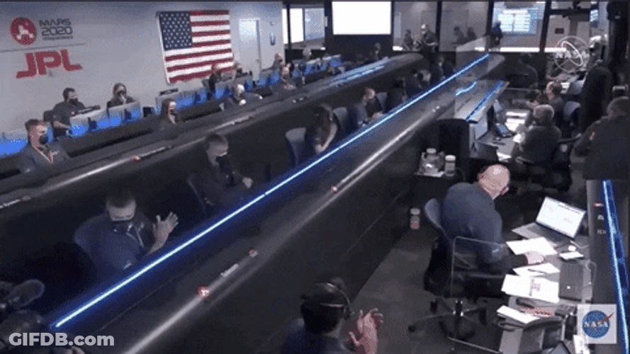 Nasa Employees On Their Seats Aerial View GIF