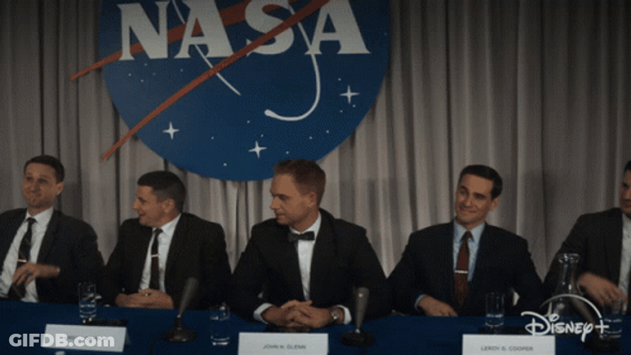 Nasa Press Conference Men Raising Hands GIF