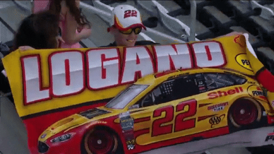 Nascar Car Racing Joey Logano Fanboy Banner GIF
