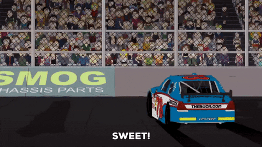 Nascar Crash Blue Car Animation GIF