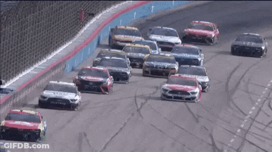 Nascar Crash Car Drifting On Other Side GIF
