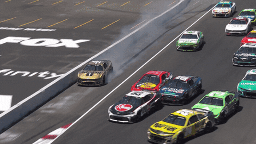 Nascar Crash Stopping The Race GIF