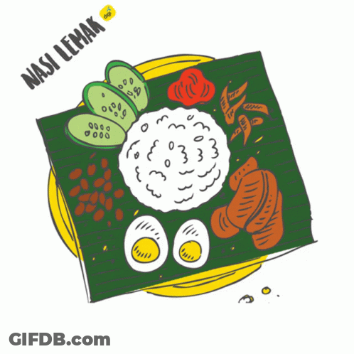 Nasi Lemak With Eggs And Vegetables GIF