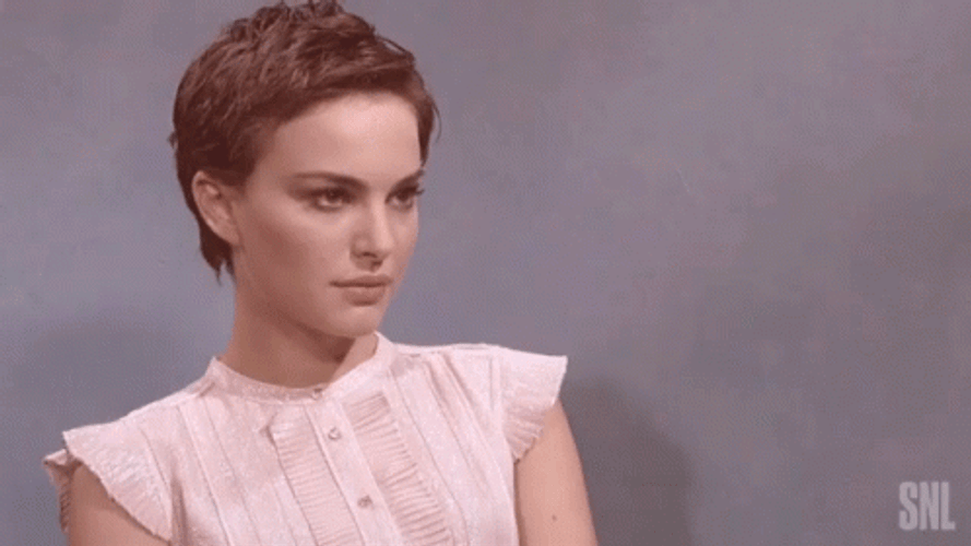 Natalie Portman Blinking Her Eyes During Interview GIF
