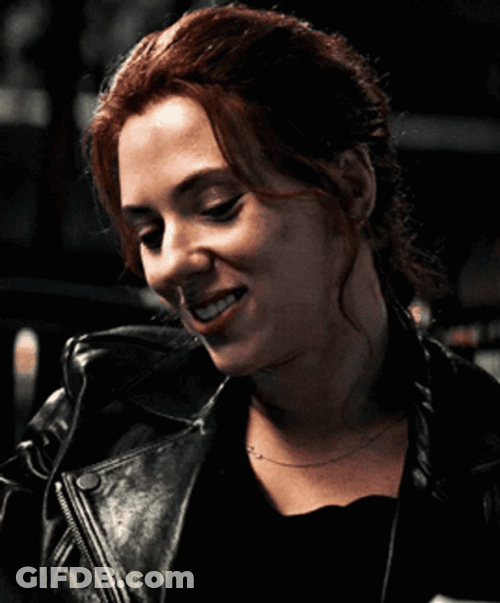 Natasha Romanoff Smiling Drinking Beer GIF