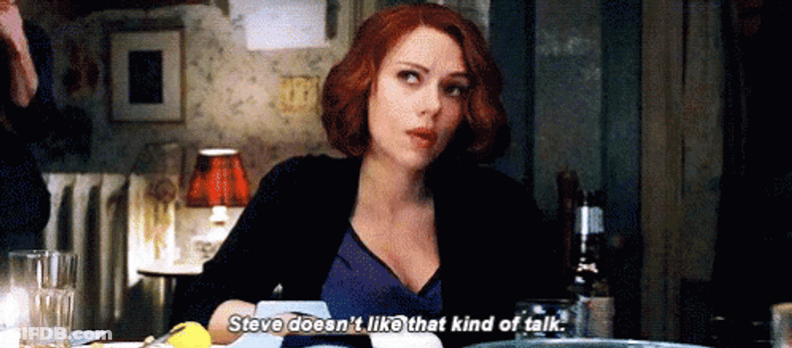 Natasha Romanoff Talking About Steve GIF