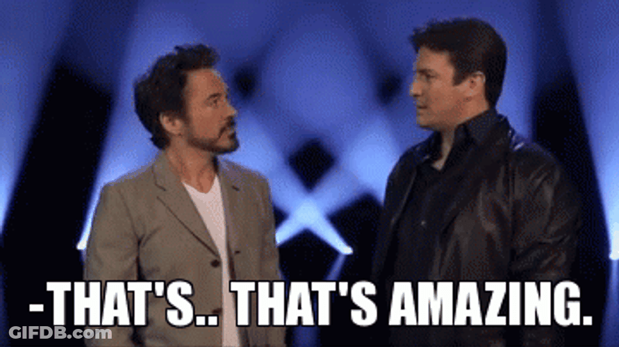 Nathan Fillion Iron Man That's Amazing GIF