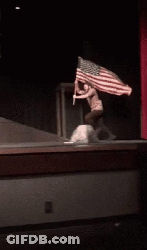 National Anthem American Flag Raised GIF