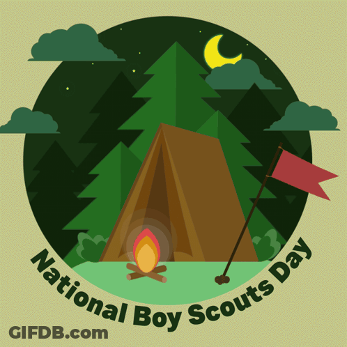 National Boy Scouts Day Tent And Flag Logo GIF