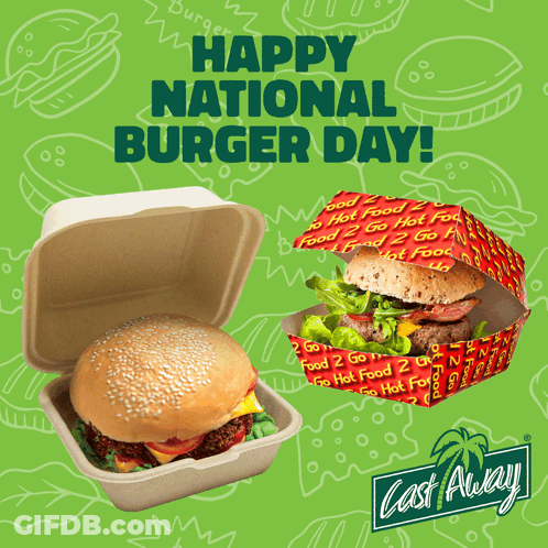 National Burger Day Hamburgers In Styrofoam Containers GIF