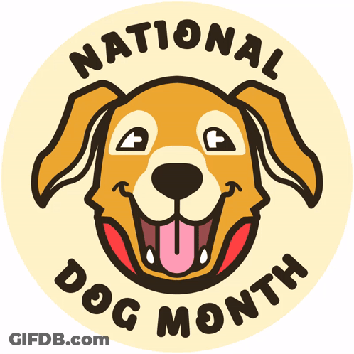National Dog Month Logo With Smiling Dog GIF