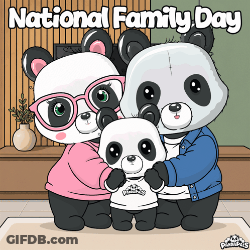 National Family Day Poster With Panda Family GIF