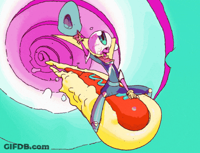 National Hot Dog Day Alien Riding Flying Bun GIF