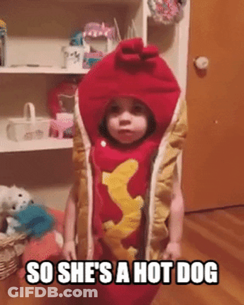 National Hot Dog Day Kid In Sandwich Costume GIF