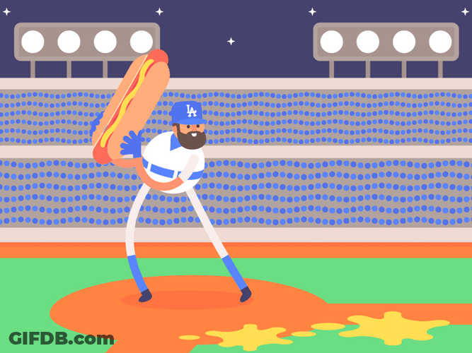 National Hot Dog Day Man With Sandwich Bat GIF
