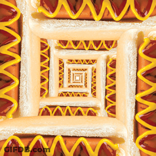 National Hot Dog Day Sandwiches In Square Formation GIF