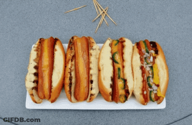 National Hot Dog Day Sandwiches On A Plate GIF