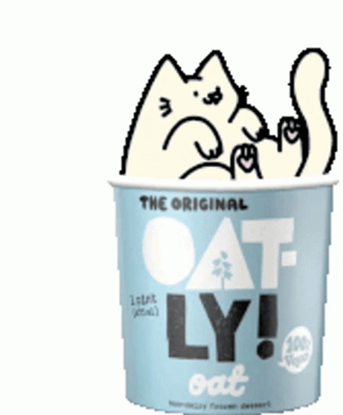 National Ice Cream Day Cat Inside Cup GIF