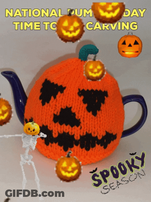 National Pumpkin Day Dancing Skeleton Meme GIF